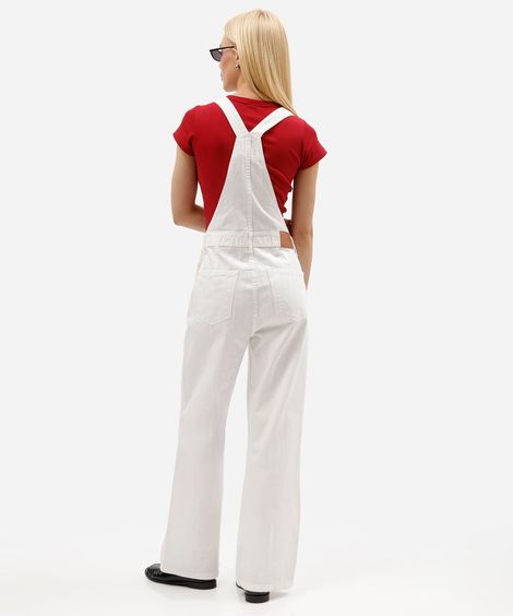 jardineira feminina de sarja off white