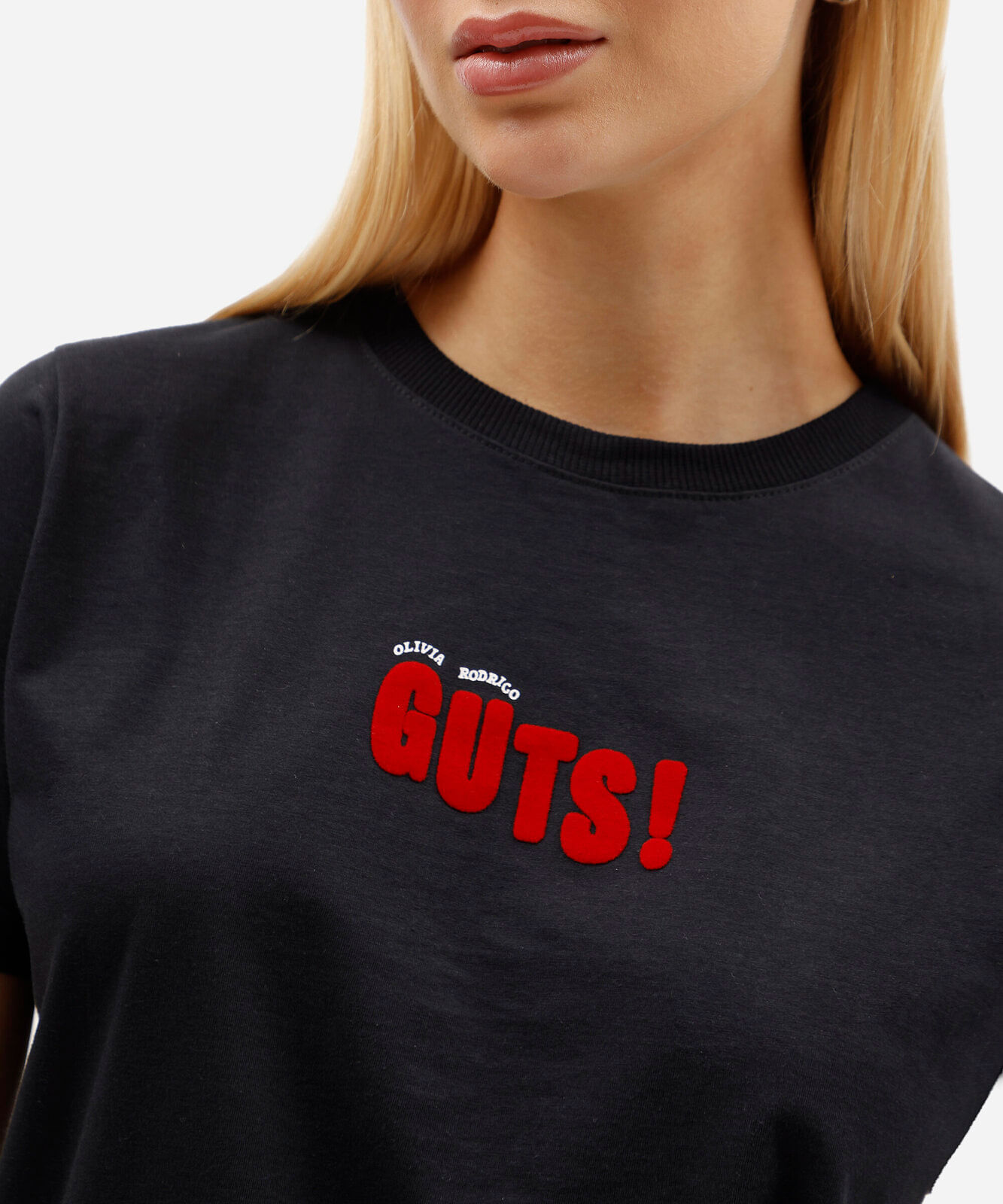 camiseta feminina de algodão manga curta olivia rodrigo preta