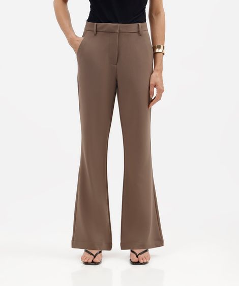 calça flare feminina de alfaiataria marrom