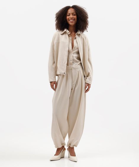 calça aladim feminina com pregas cintura alta off white