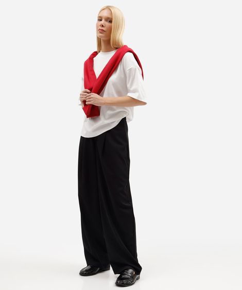 camiseta oversized feminina com algodão manga curta off white