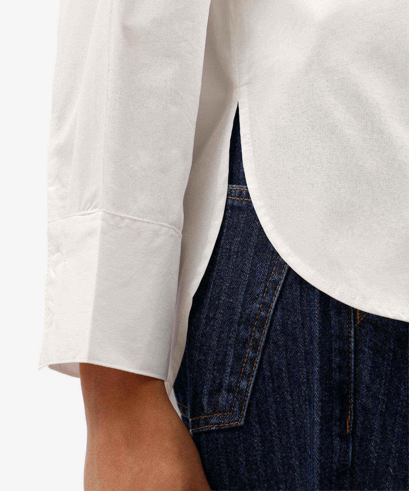 camisa oversized feminina de algodão decote v manga longa off white