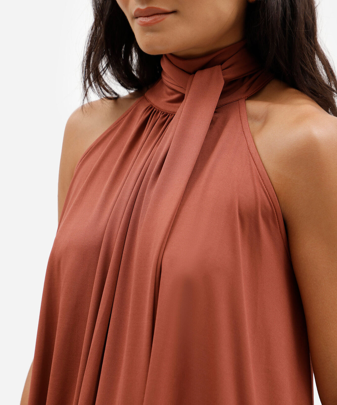 blusa feminina halterneck gola alta marrom
