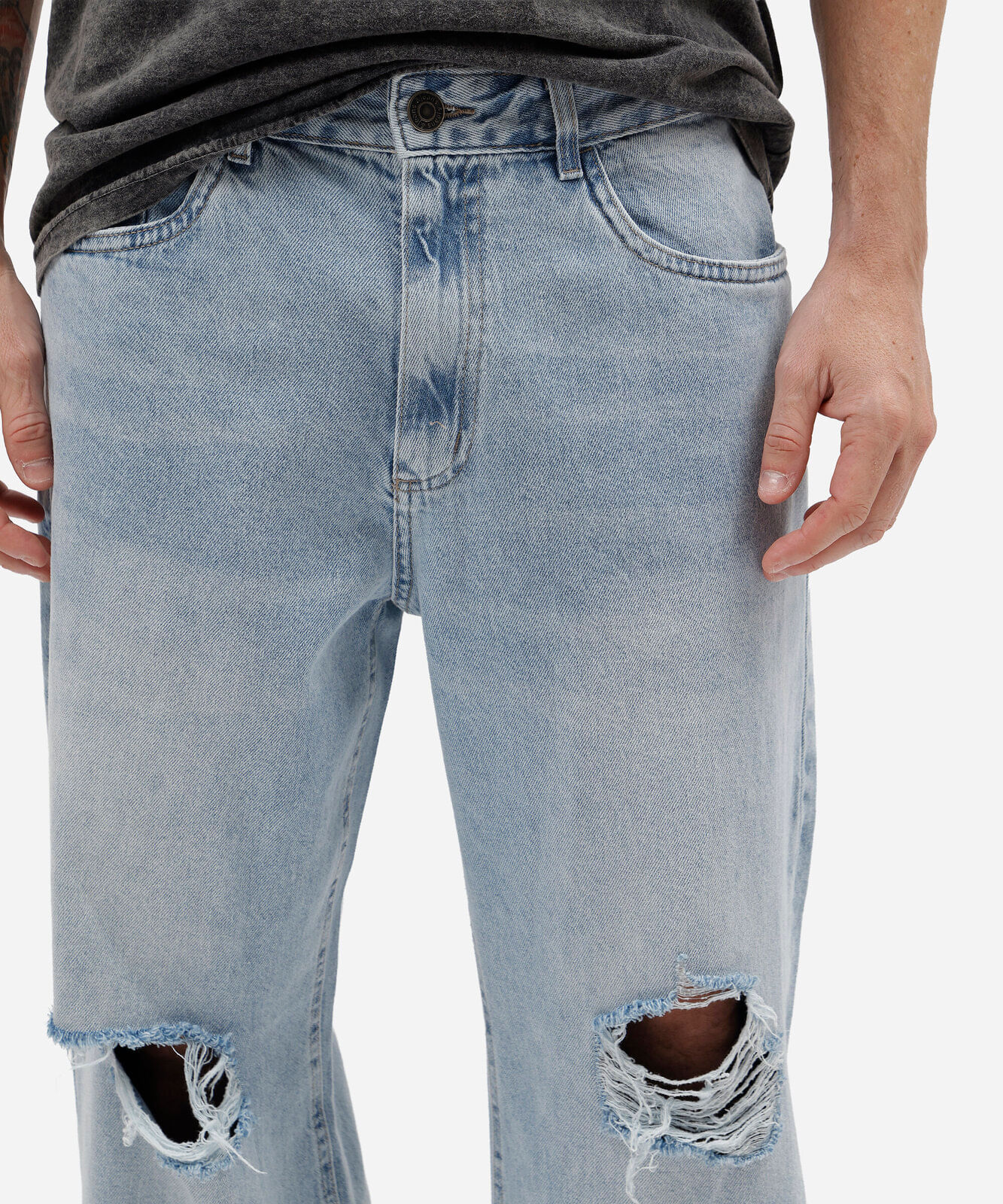 calça baggy masculina jeans destroyed azul