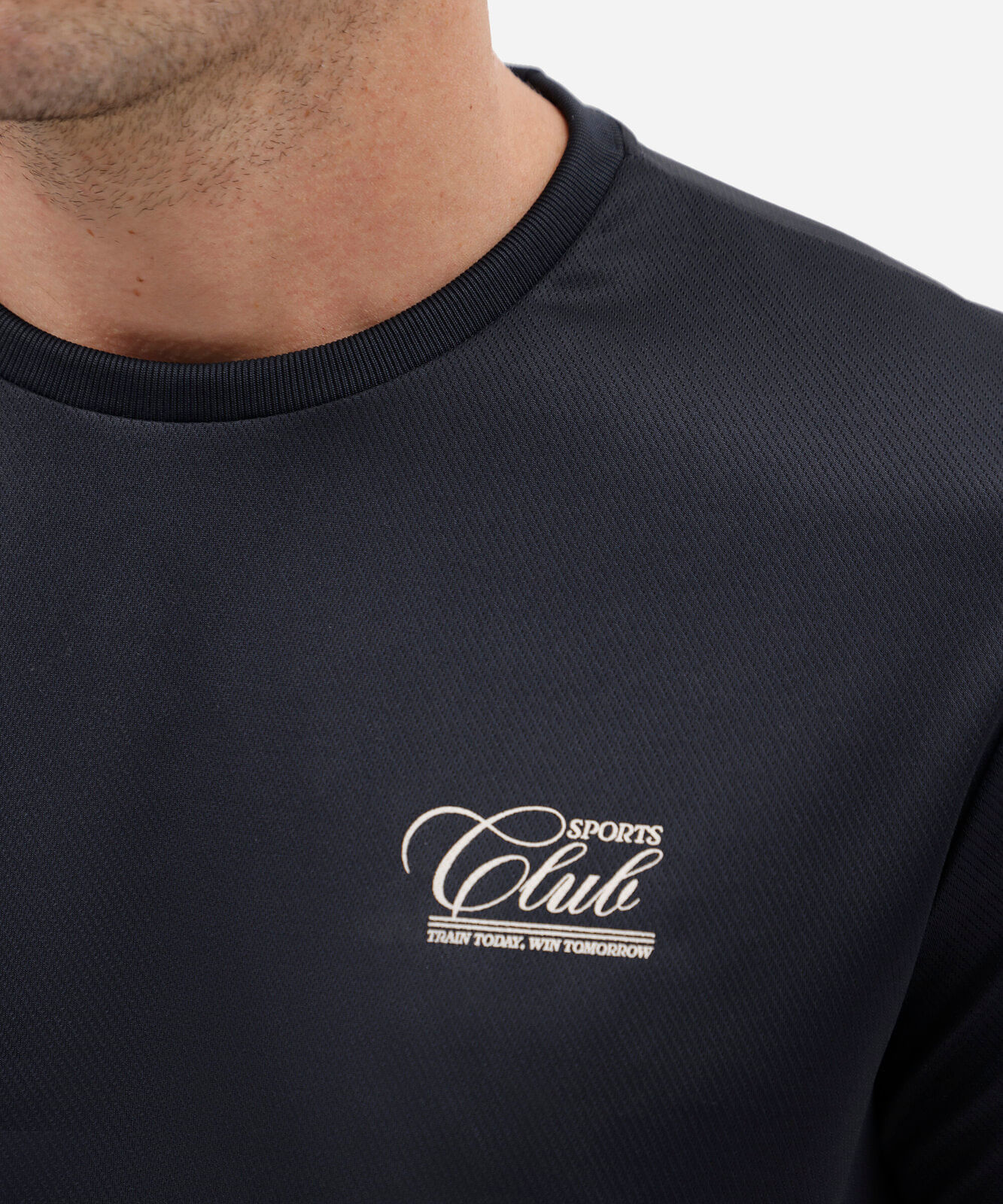 camiseta esportiva masculina manga curta estampada azul