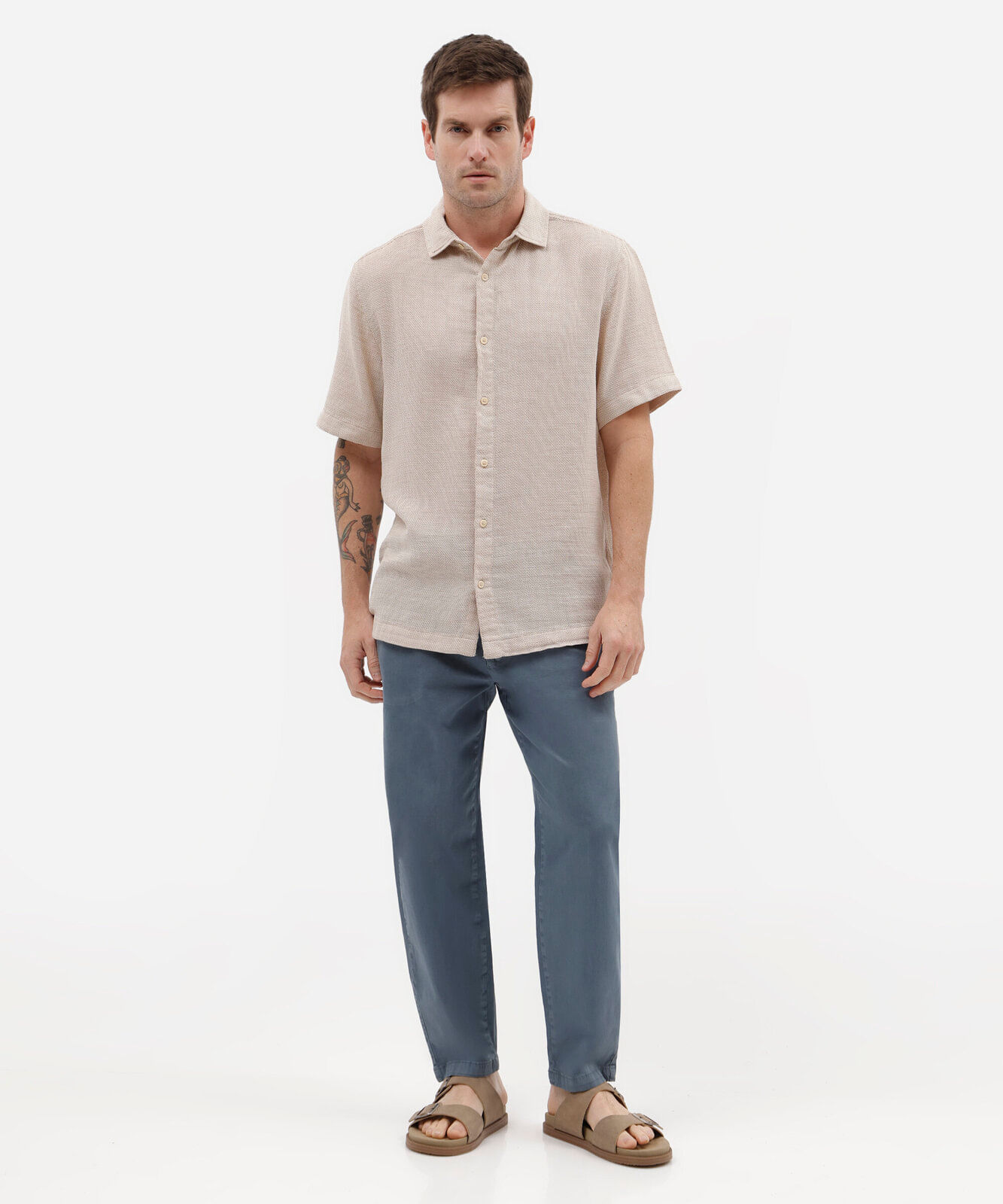 calça masculina chino de algodão azul