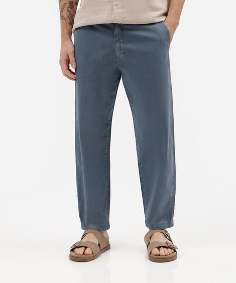 calça masculina chino de algodão azul