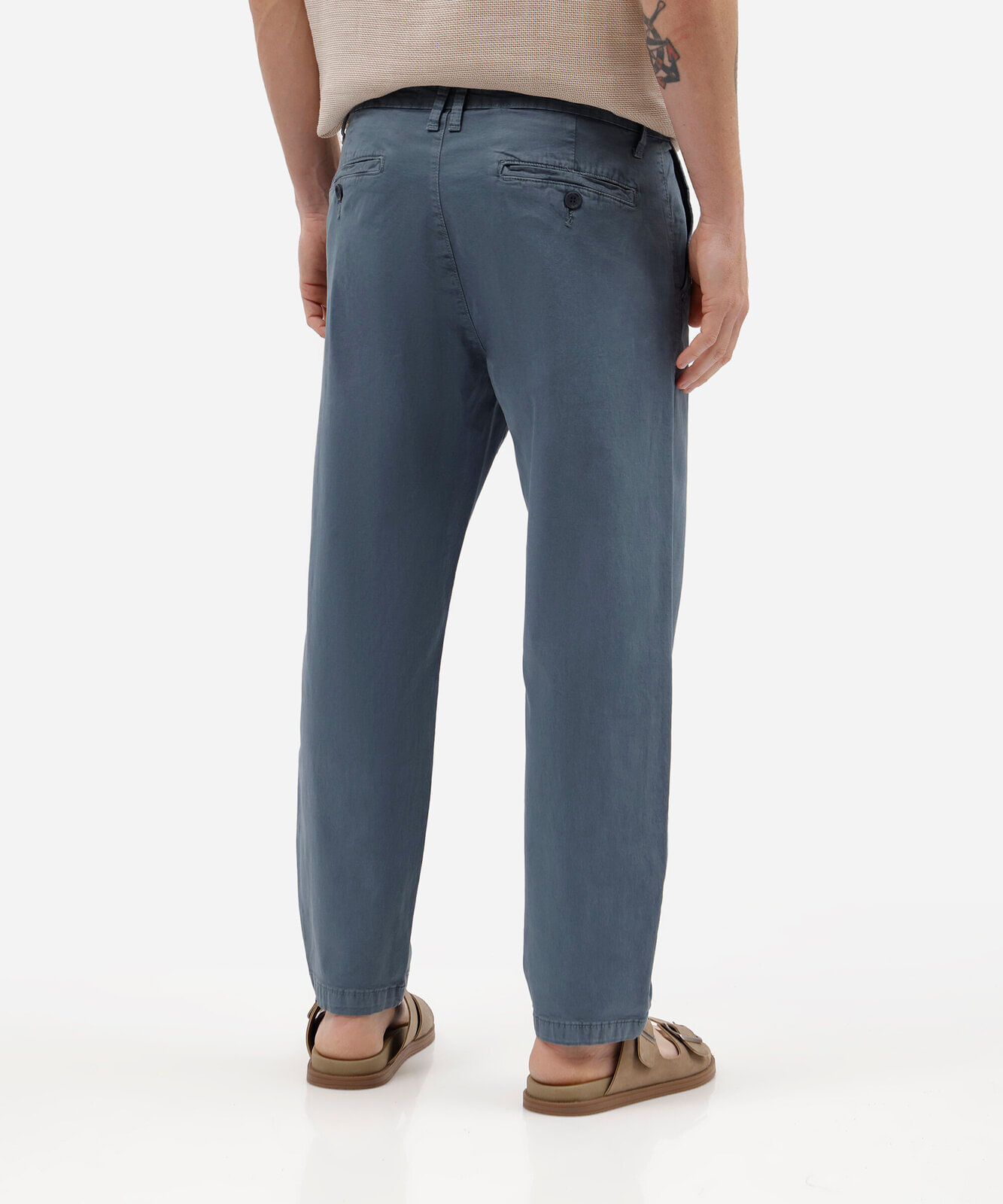 calça masculina chino de algodão azul