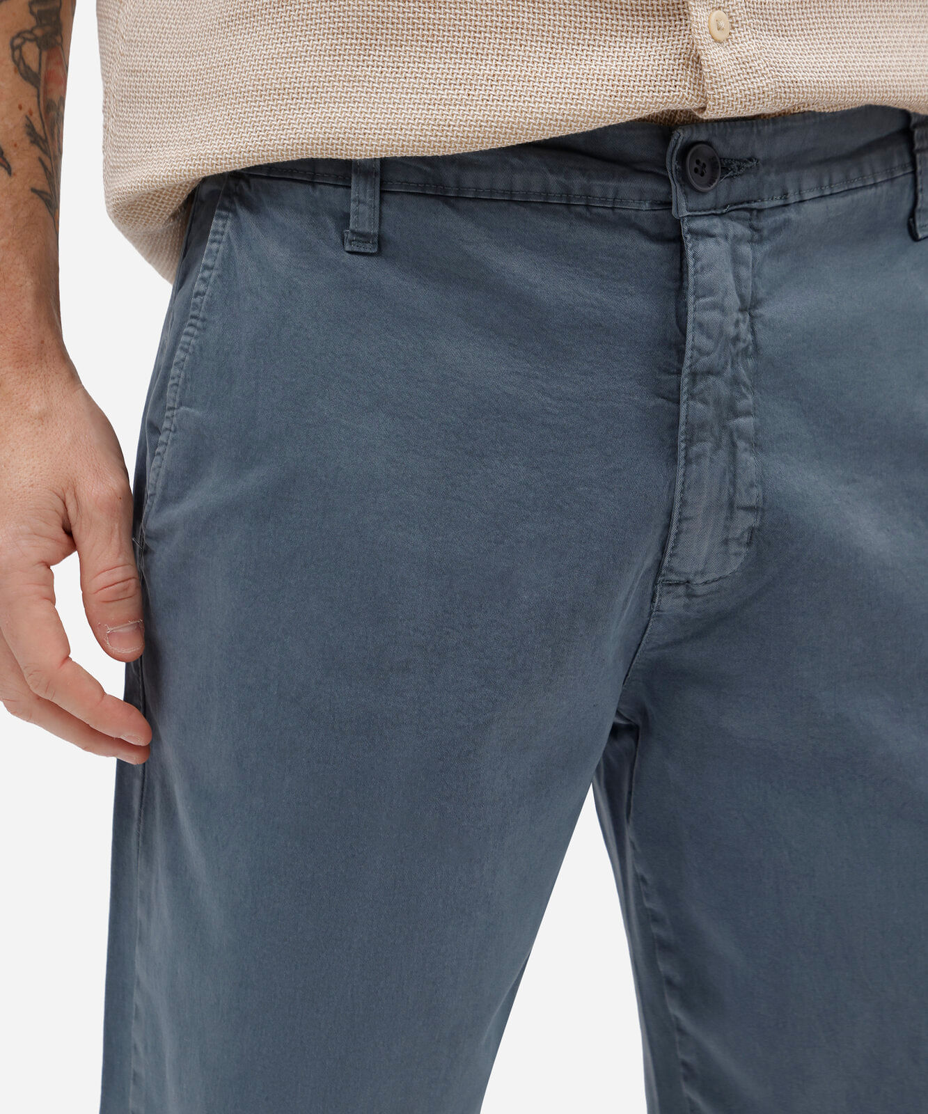 calça masculina chino de algodão azul