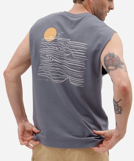 regata machão masculina de algodão estampada azul