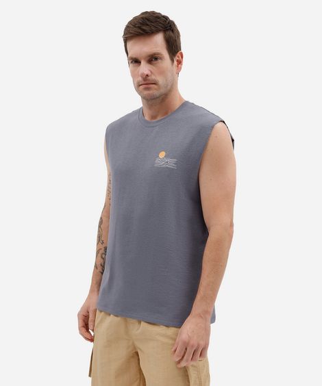 regata machão masculina de algodão estampada azul