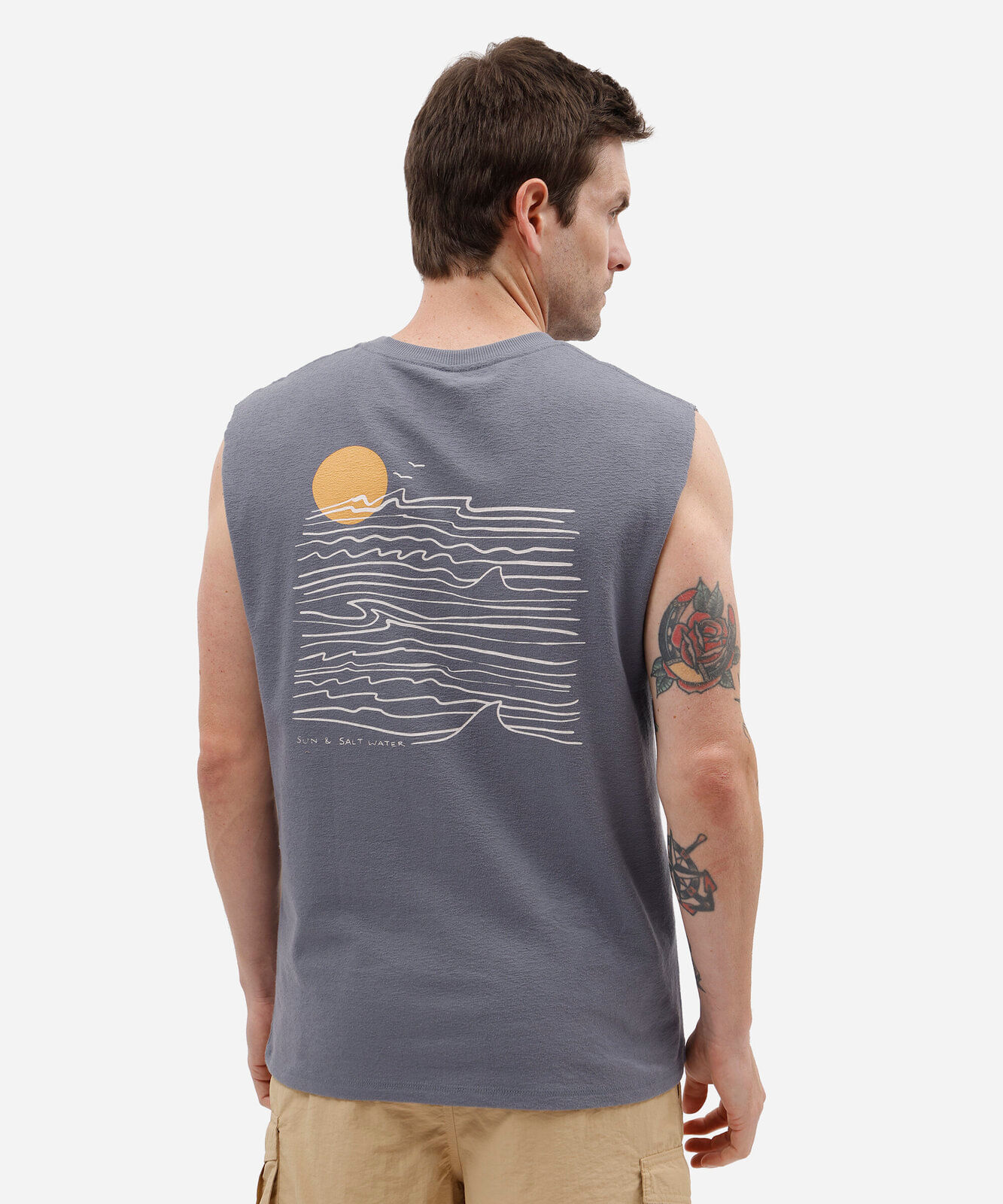 regata machão masculina de algodão estampada azul