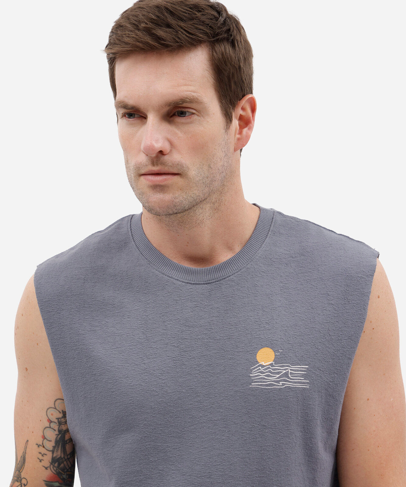 regata machão masculina de algodão estampada azul