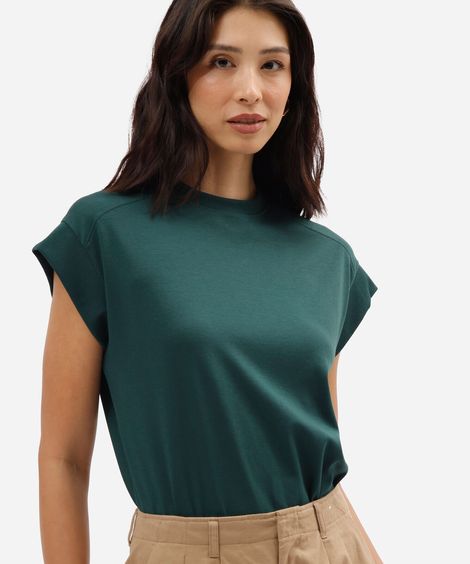 blusa muscle tee feminina de algodão peruano interlock verde