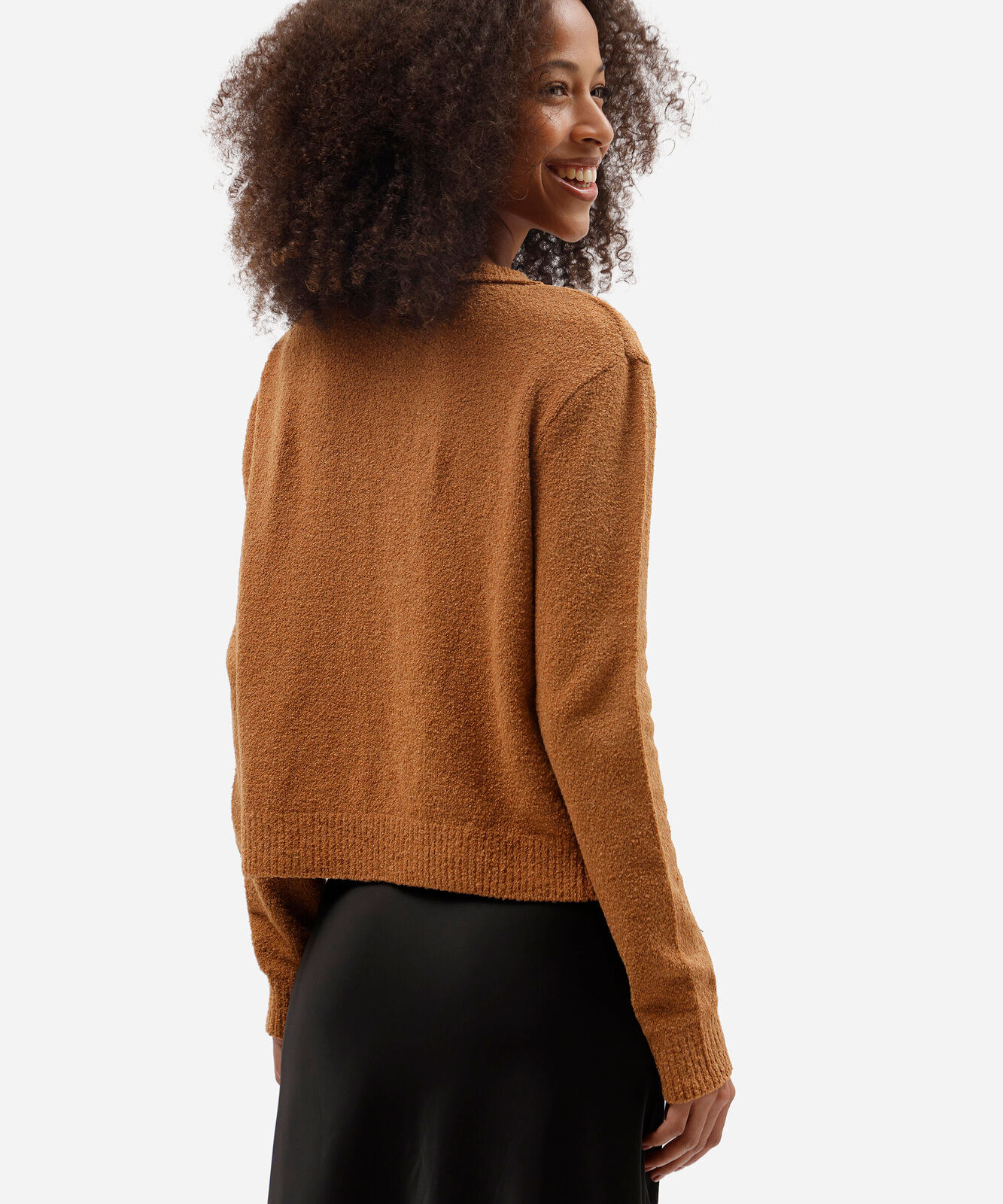 cardigan feminino de tricot texturizado marrom
