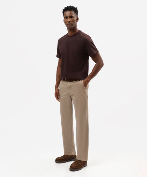 calça masculina chino de algodão bege