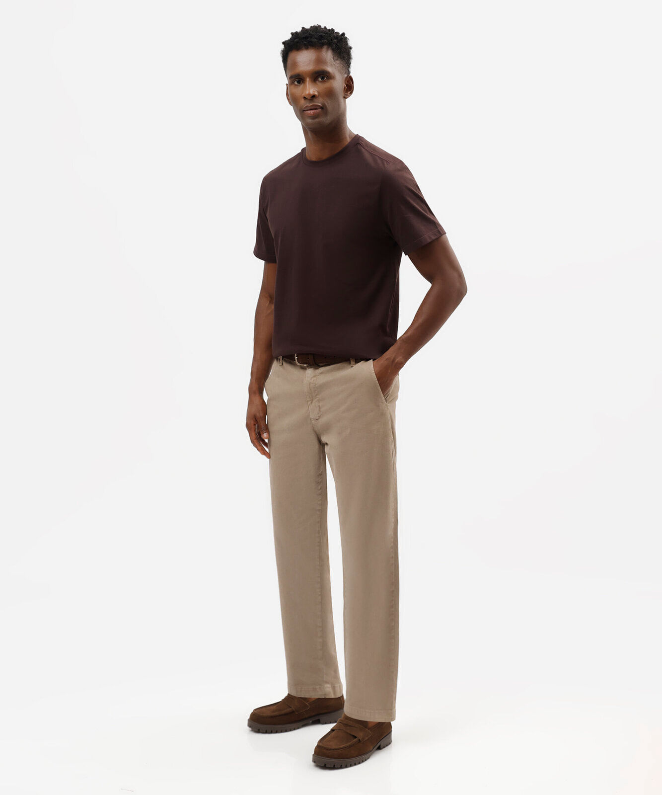 calça masculina chino de algodão bege