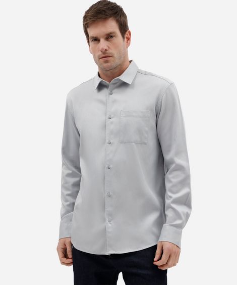 camisa masculina com liocel manga longa azul