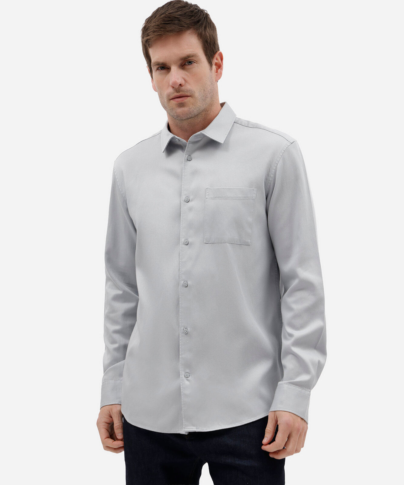 camisa masculina com liocel manga longa azul