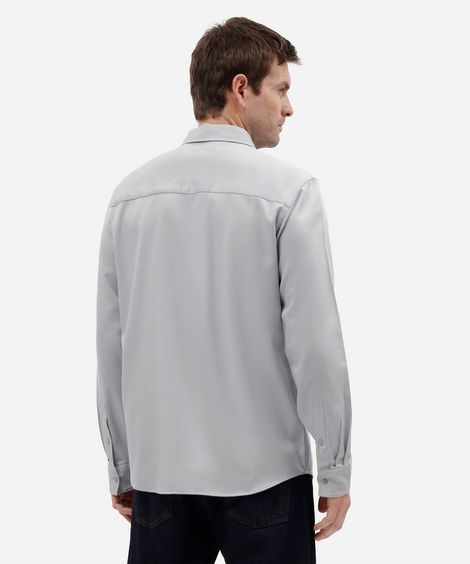 camisa masculina com liocel manga longa azul