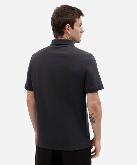 polo masculina com algodão e zíper manga curta cinza