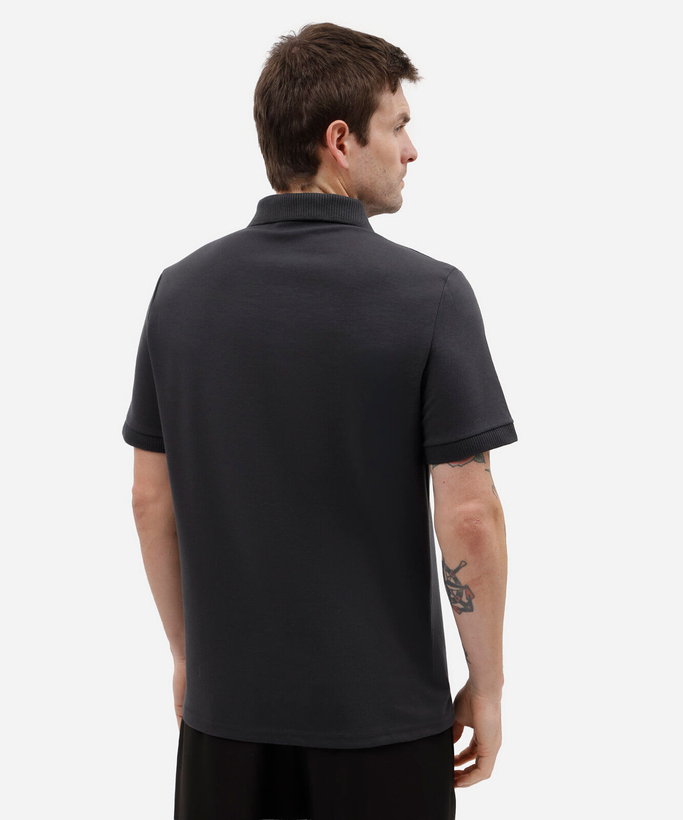 polo masculina com algodão e zíper manga curta cinza