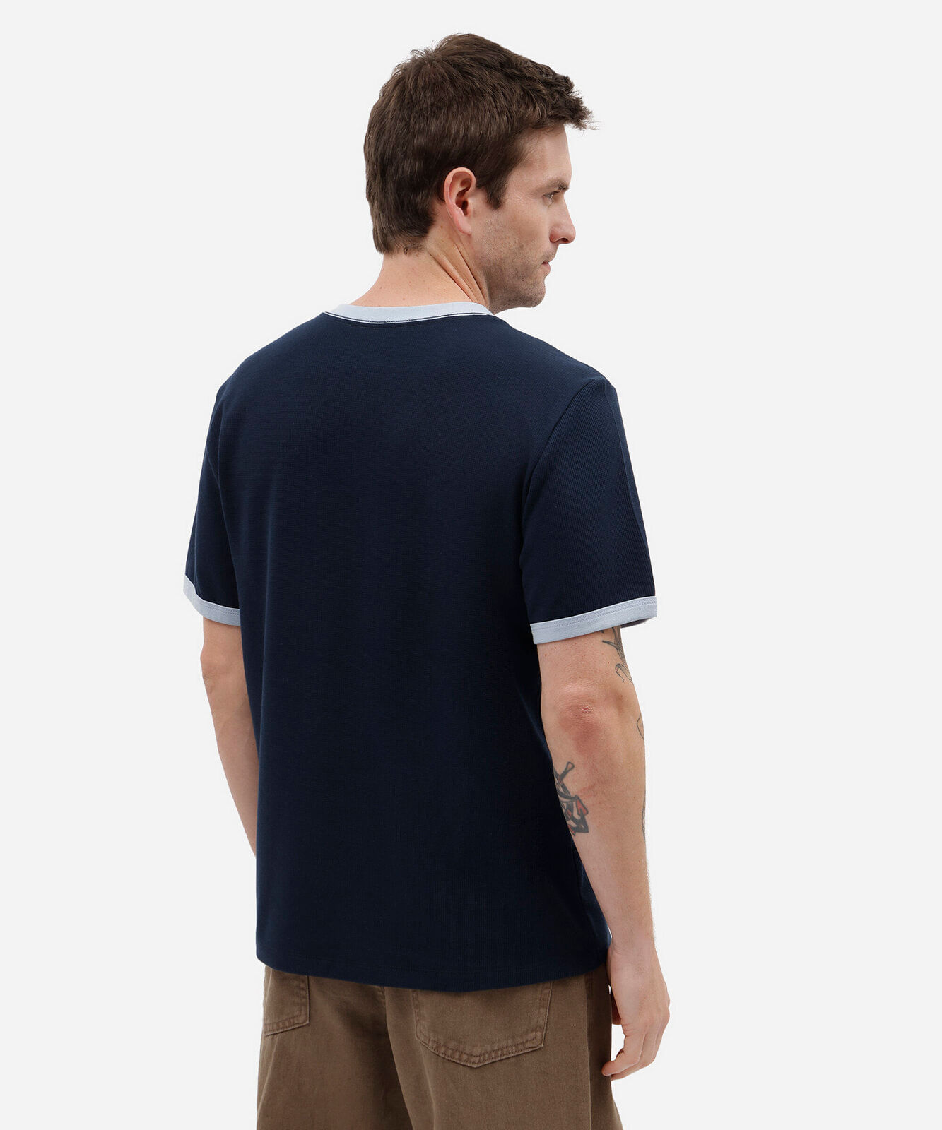 camiseta masculina com algodão manga curta texturizada azul