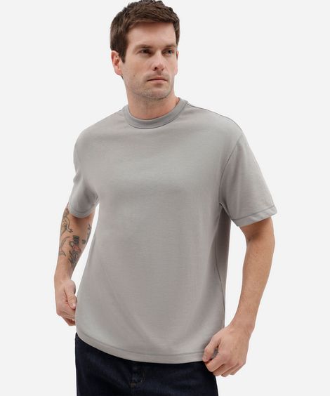 camiseta básica masculina com algodão manga curta cinza