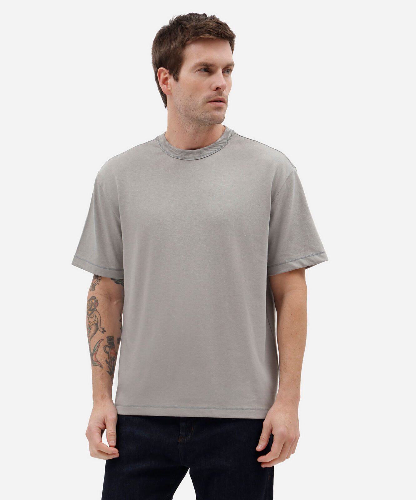 camiseta básica masculina com algodão manga curta cinza