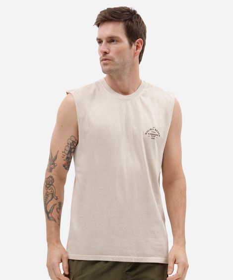 regata machão masculina de algodão estampada bege