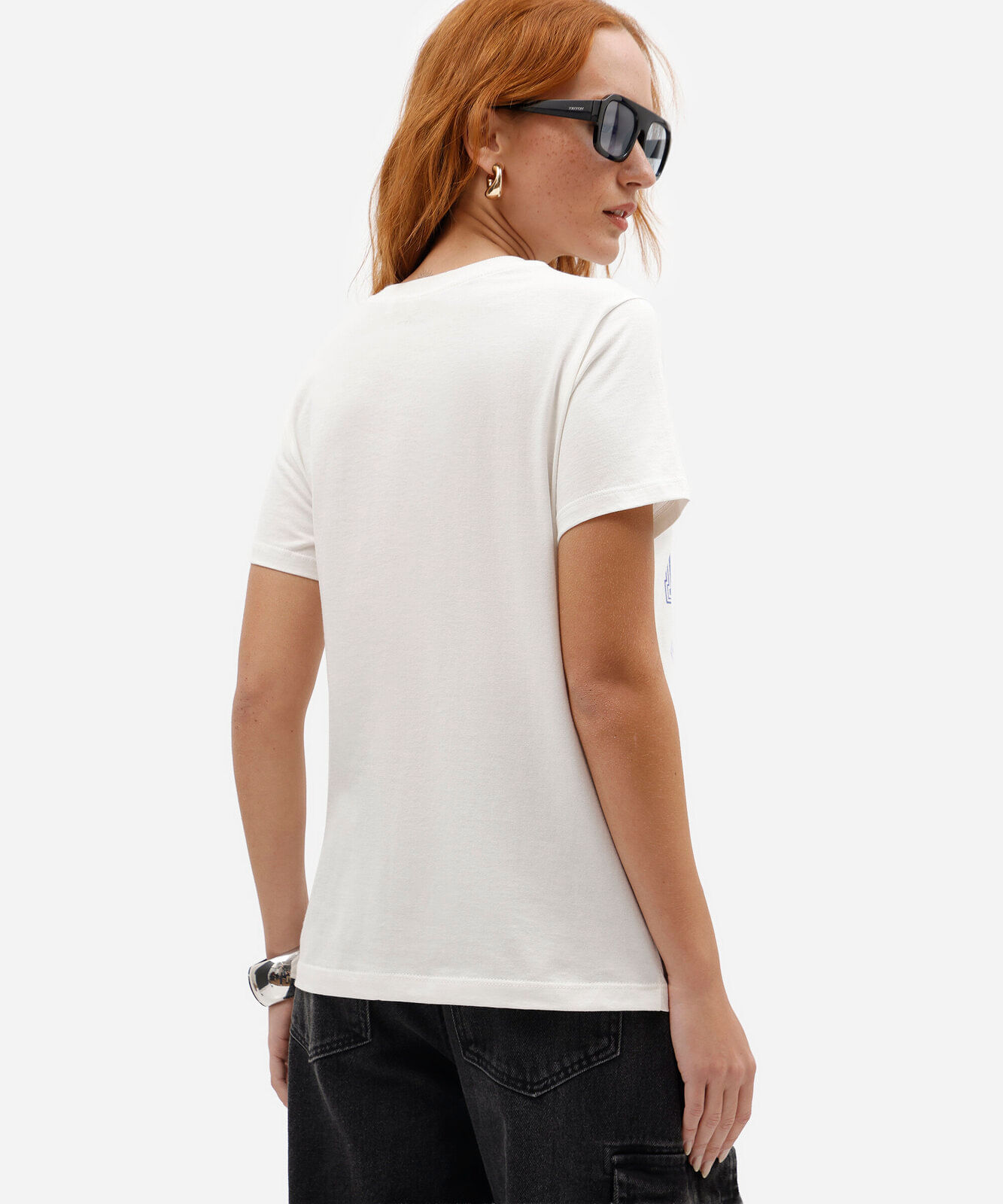 camiseta feminina de algodão manga curta the rolling stones off white