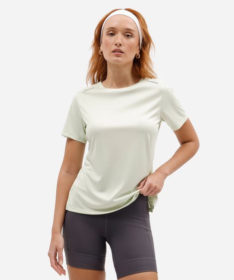 camiseta esportiva feminina manga curta com refletivo verde