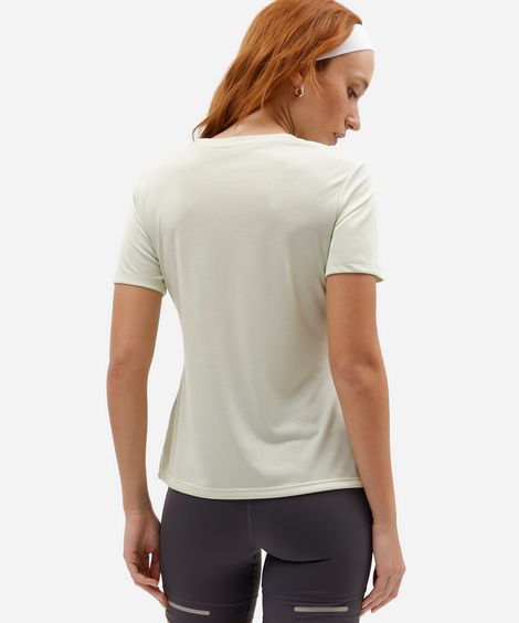 camiseta esportiva feminina manga curta com refletivo verde