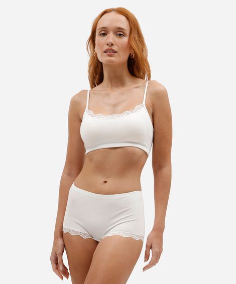 calcinha boyshort feminina com renda off white