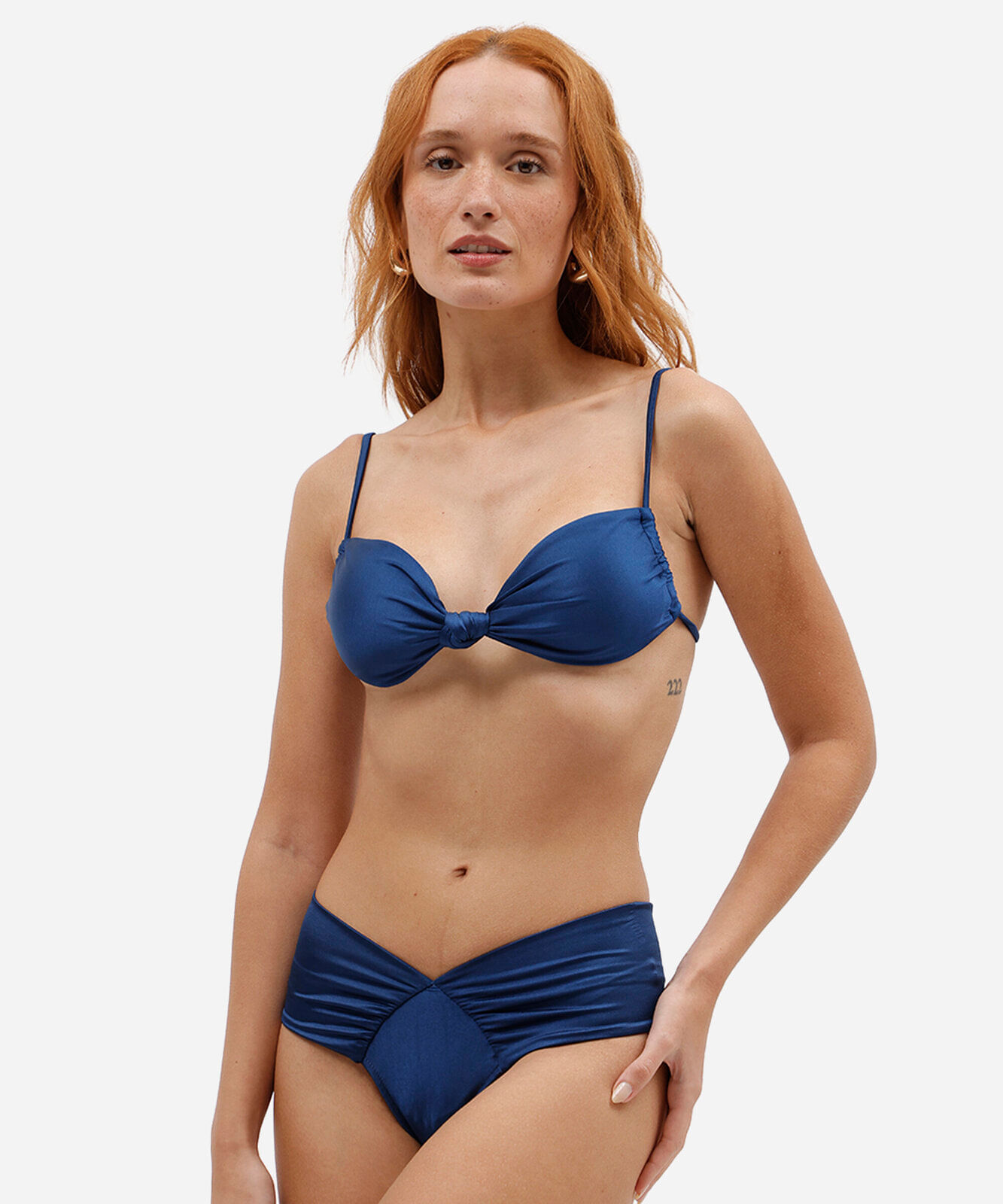 biquíni calcinha feminino franzido azul