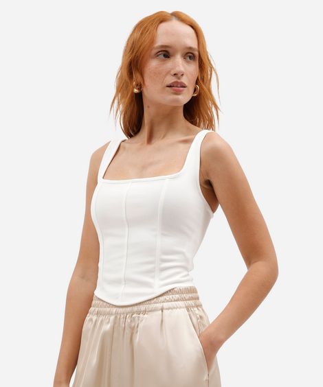 regata corset feminina decote quadrado off white