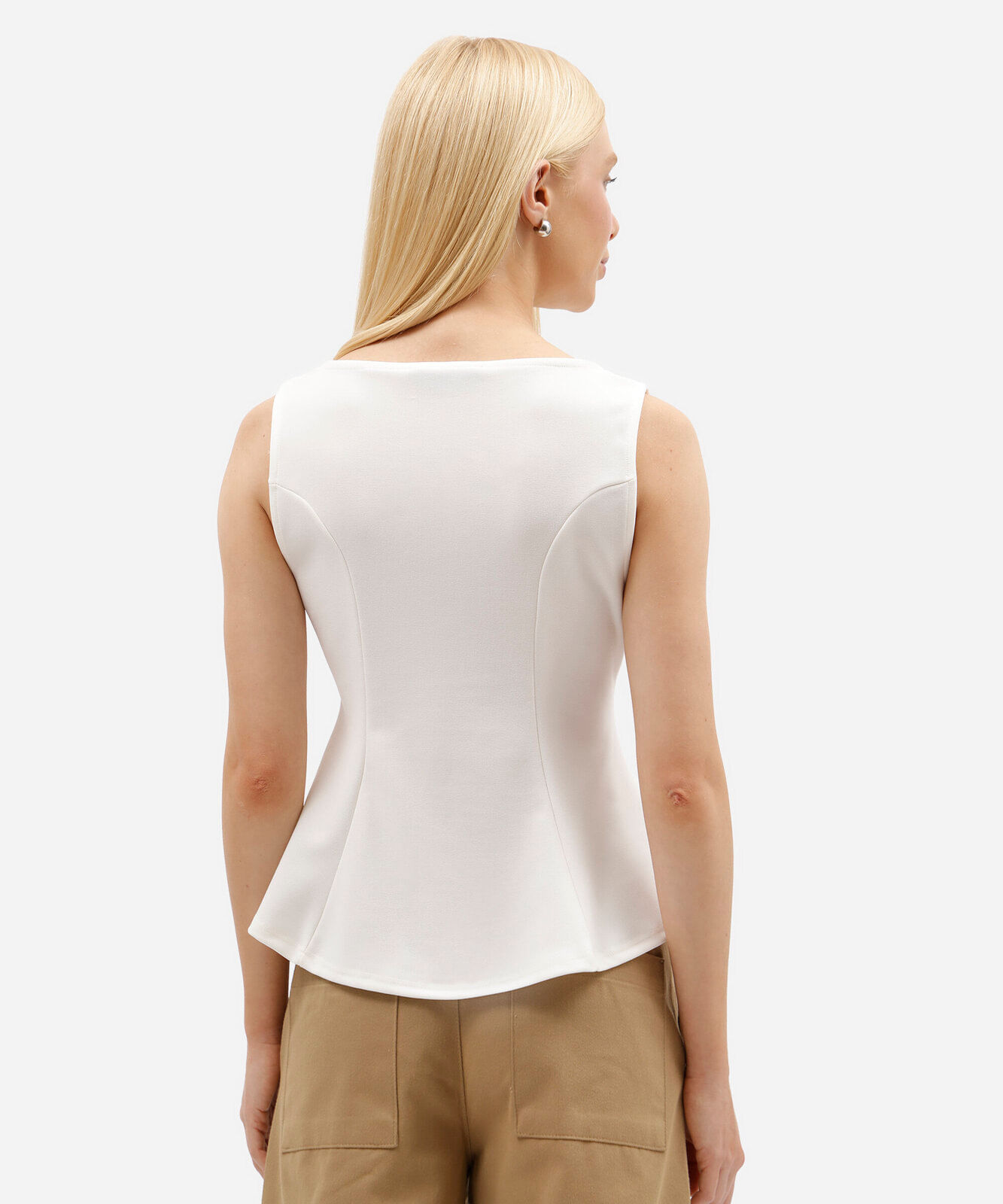 regata feminina peplum com recortes off white