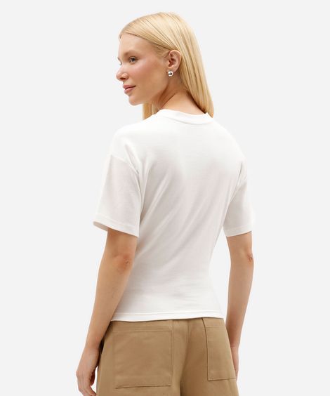 camiseta corset feminina de algodão manga curta off white