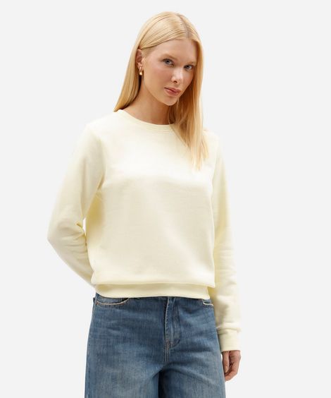 blusa feminina de moletom manga raglan amarela