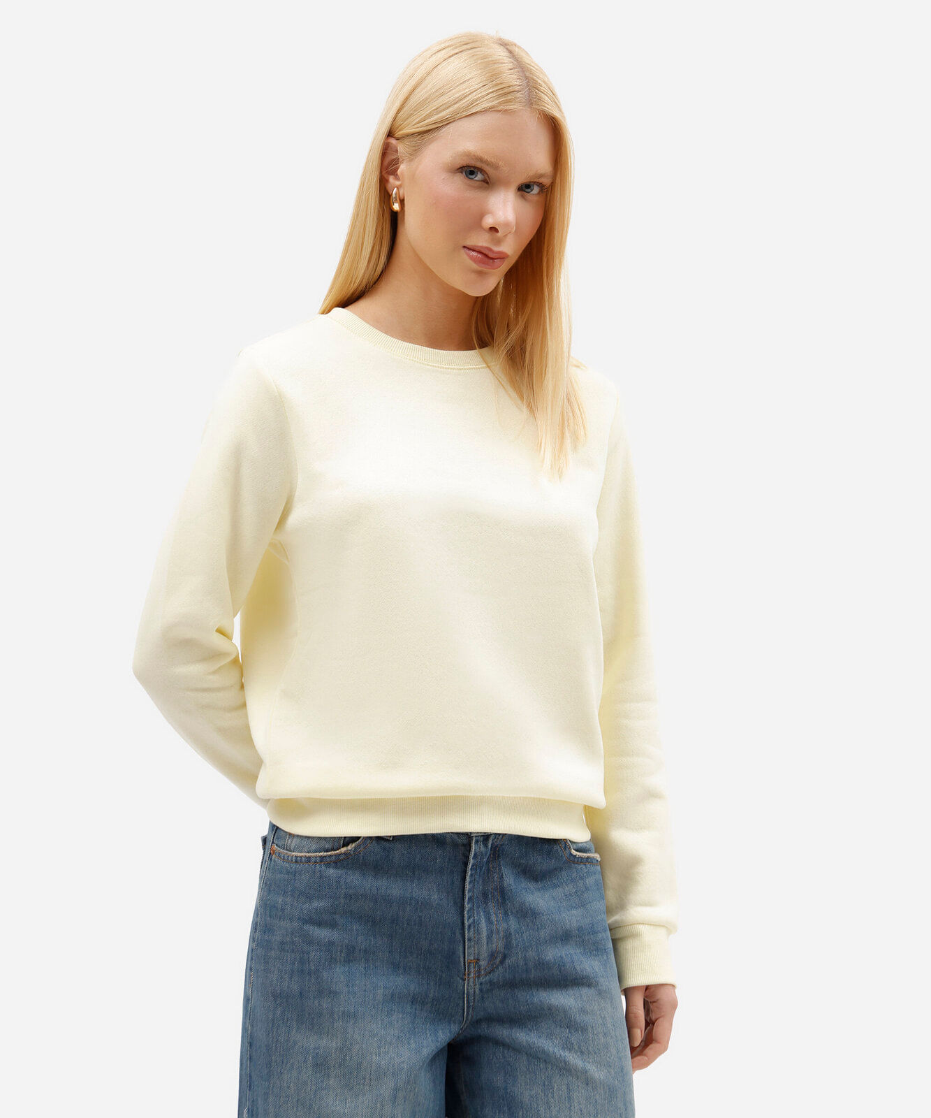 blusa feminina de moletom manga raglan amarela