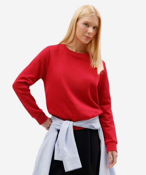 blusa feminina de moletom manga raglan vermalha