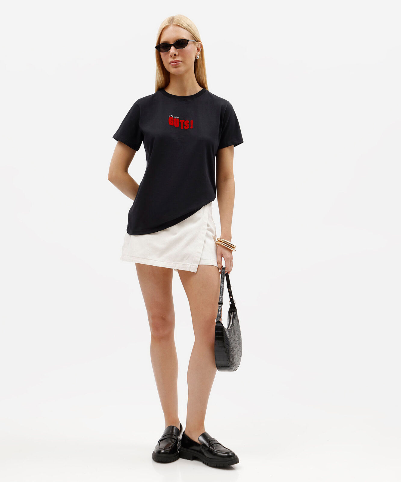 short saia feminino de sarja cintura alta off white