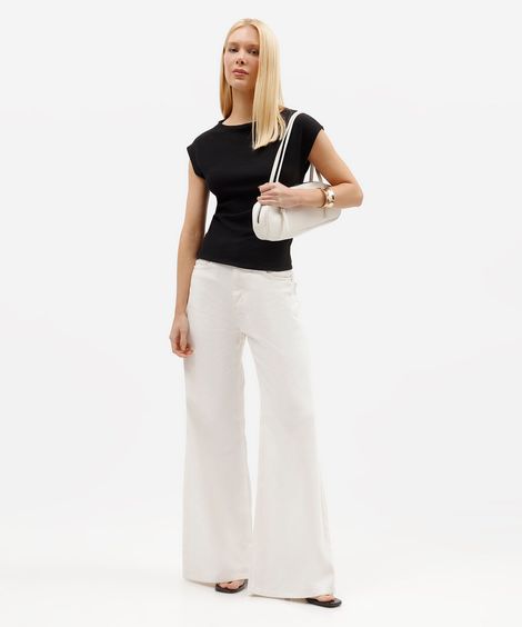 blusa feminina texturizada com pregas laterais preta