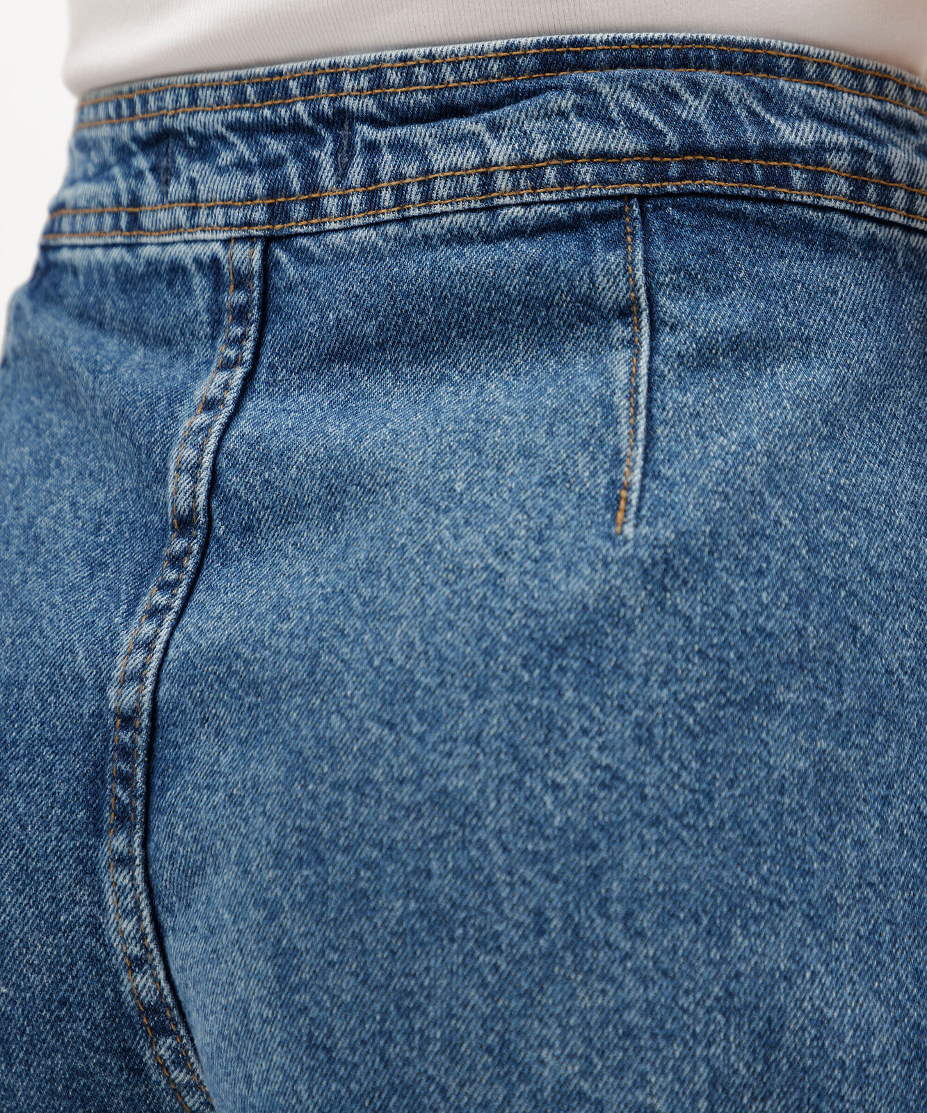 short saia feminino jeans cintura alta azul