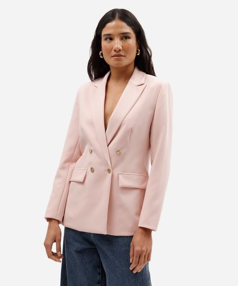 blazer de alfaiataria feminino botões dourados rosa
