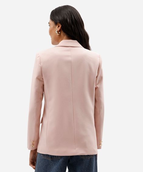 blazer de alfaiataria feminino botões dourados rosa