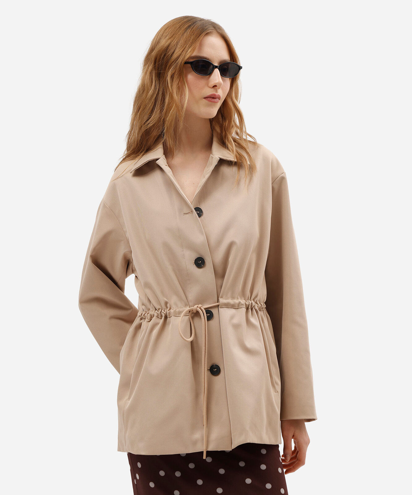 jaqueta parka feminina com amarração bege