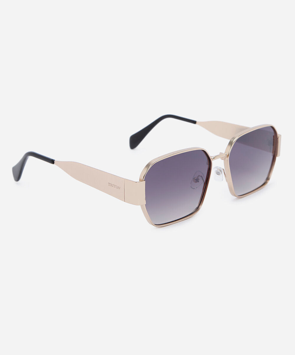 óculos de sol feminino quadrado de metal triton dourado