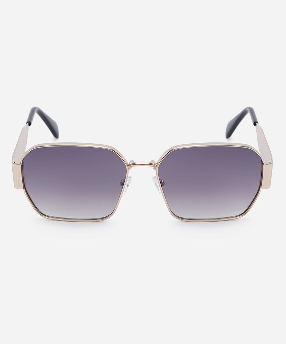óculos de sol feminino quadrado de metal triton dourado