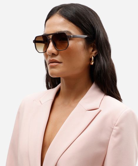 óculos de sol aviador feminino de acetato marrom